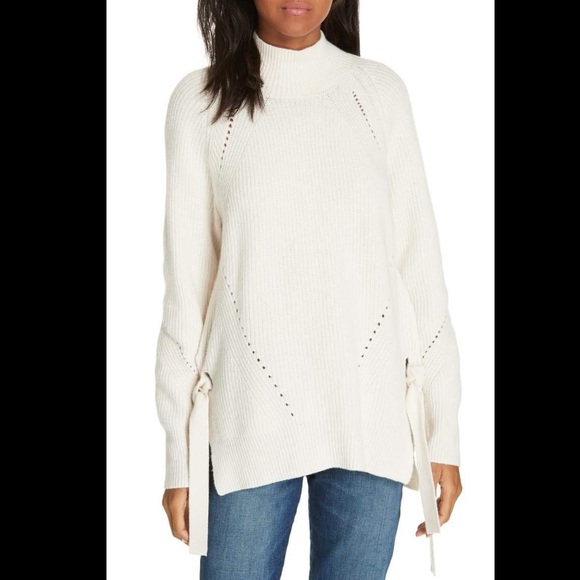 Rebecca Taylor Sweaters - Rebecca Taylor Wool Blend Ribbed Side Tie Sweater